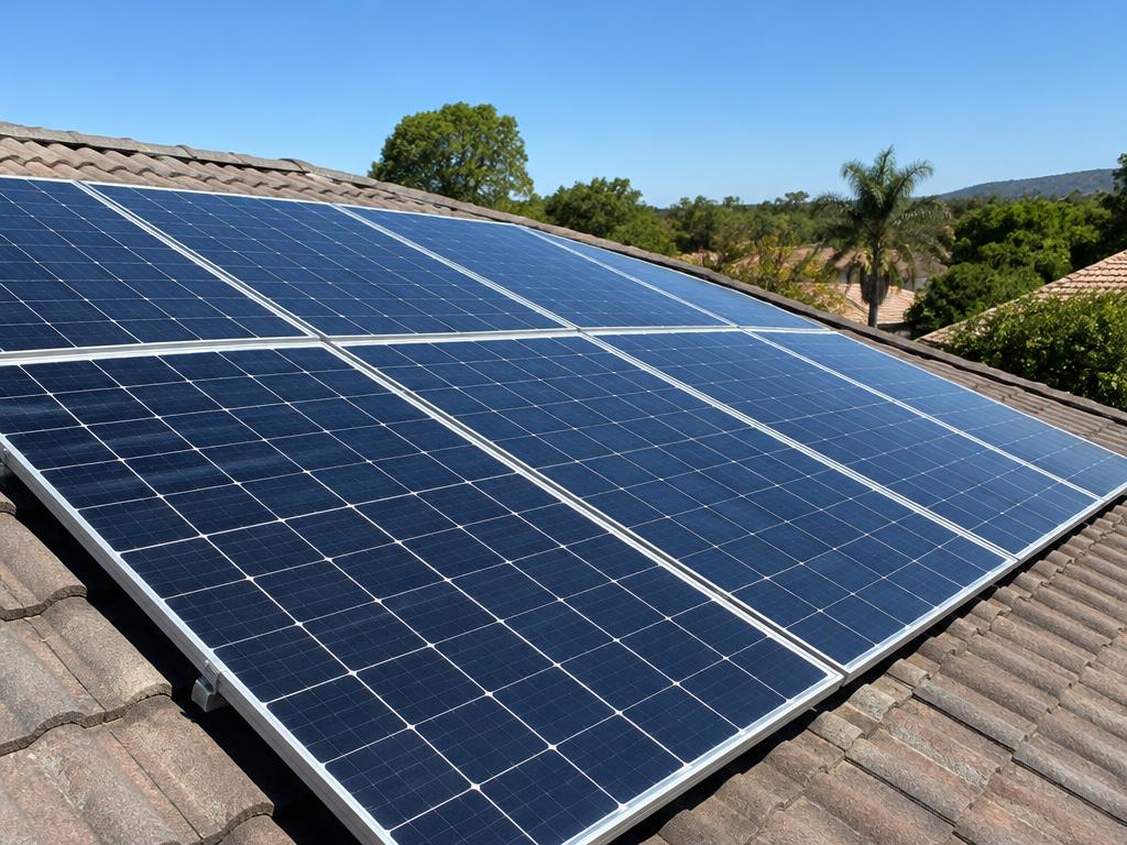 Illustrative rooftop inspection photo in a sample report